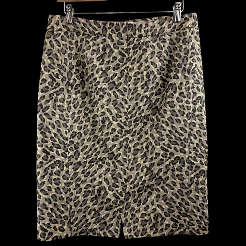 NWOT Ann Taylor Loft Animal Print Cotton Pencil Lined Skirt Sz 8 Boho Festival‎ - Picture 2 of 7